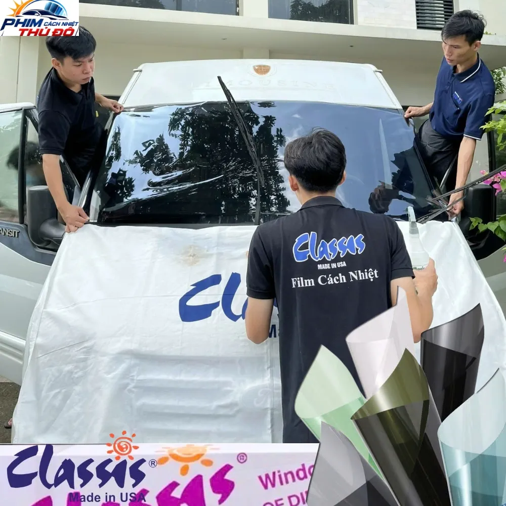 Dán Phim Cách Nhiệt Classis Gói Super Film Cho Xe Ford Transit – Kính lái mã Spectra35 - Kính sườn và hậu mã Black20, Black10