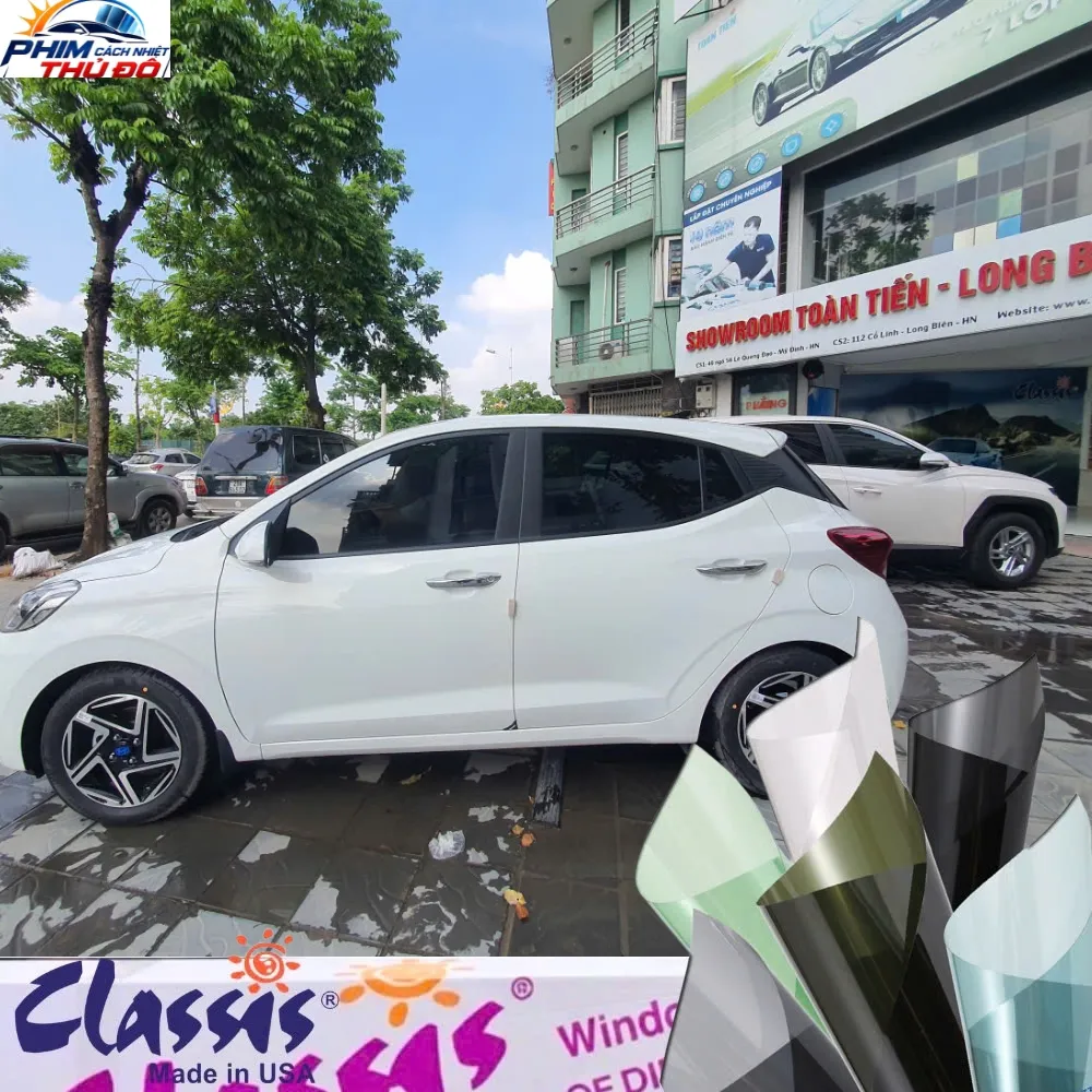 Dán Phim Cách Nhiệt Classis Gói Super Film Cho Xe Hyundai Grand i10 – Kính lái mã Spectra35 - Kính sườn và hậu mã Black20, Black10